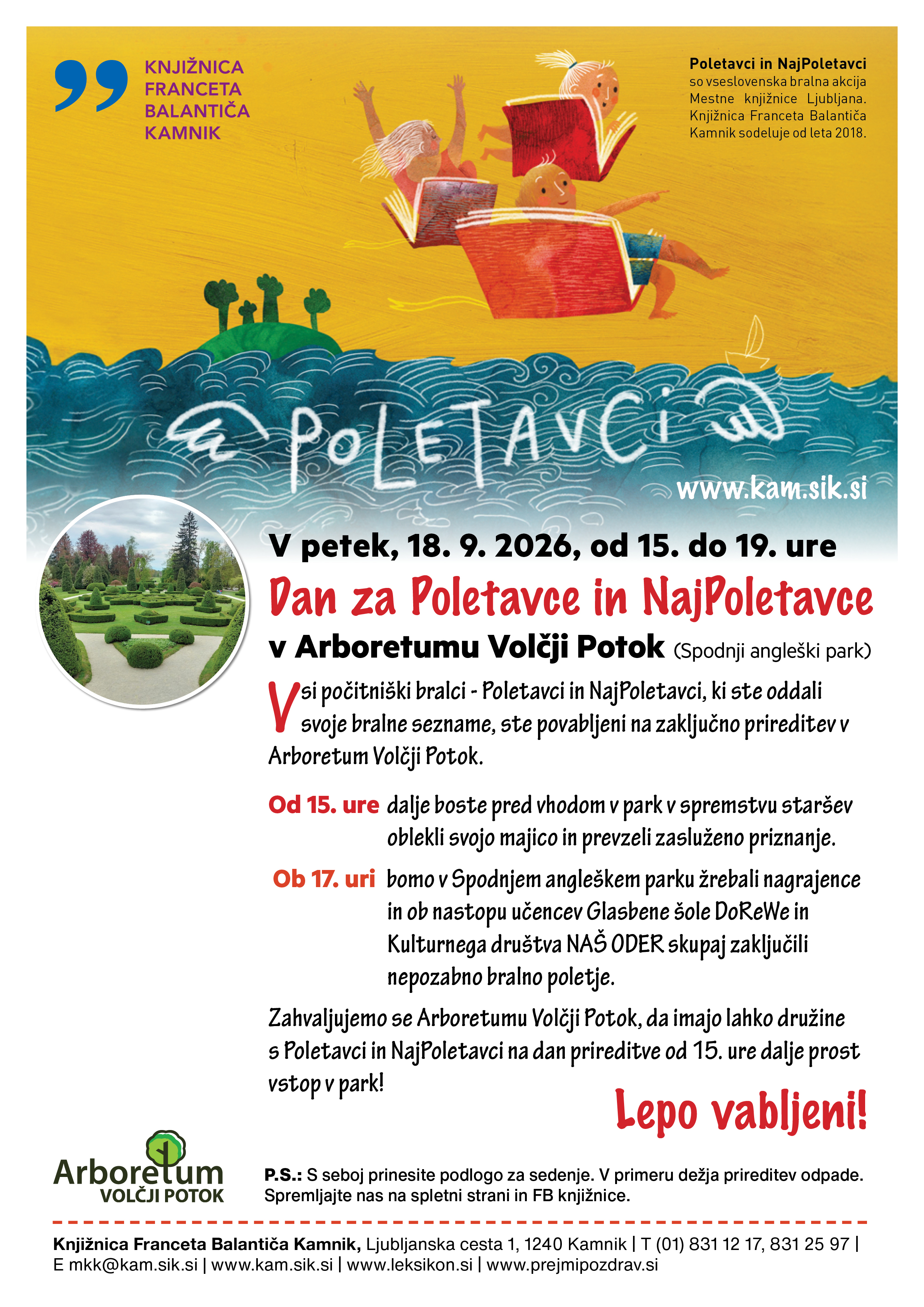 Vabilo na zaključno prireditev za Poletavce in NajPoletavce
